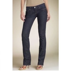 Paige Blue Heights Straight Slim Premium Denim, Dark Blue Jeans. Size 27.